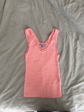 J. Crew Coral linen merino ribbed tank